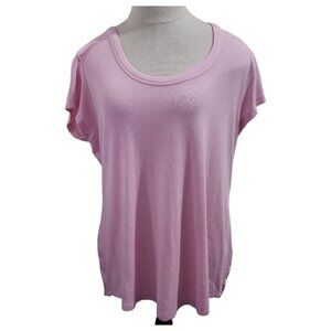 CT1687 Magaschoni Pink Ribbed Short Sleeve Top L